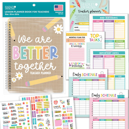 Hadley Designs Teacher Planner 2025-2026 – Lesson Planner Book for Teachers Must Haves, Undated Teacher Planners, Lesson Plan Notebook, Homeschooling Planners, Teachers Appreciation Gifts