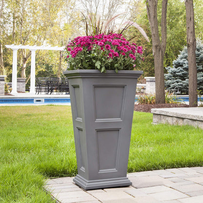 Mayne Fairfield 28-Inch Tall Planter – Self-Watering, Weather-Resistant Planter for Flowers – Durable Outdoor Design for Patio, Porch, or Entryway