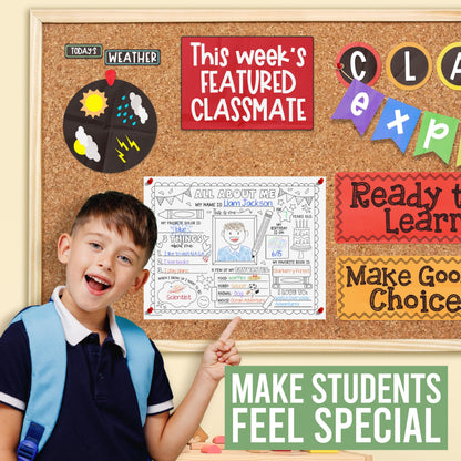 Hadley Designs All About Me Posters for Classroom Must Haves - 20 Star Student Poster, 100 Days of School Items, Star of The Week Poster Elementary Classroom Decor, End of School Year Teacher Supplies