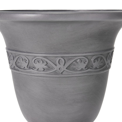 Christopher Knight Home Sical Round Concrete Planter Set of 2, 2 Pack Garden Flower Pot with Drainage Hole, MGO Patio Urn Planter for Outdoor Plants, Outdoor Planter Box, No Assembly, Light Gray