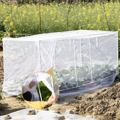 warmfarm 72 * 33 * 30 in Detachable Crop Cages for Garden, Plant Protection Tent with Garden Netting for Vegetables Fruits Flowers,Mesh Plant Covers for Outdoors White