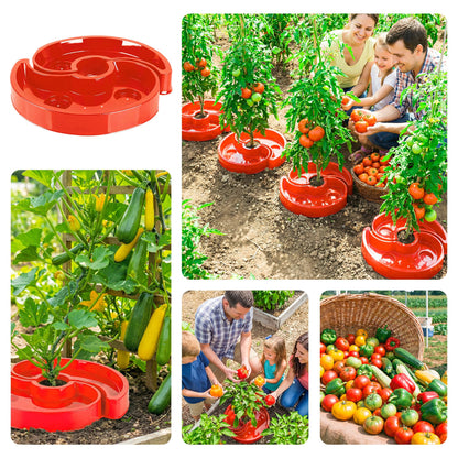 HolyMaji 4 Sets Tomato Watering Ring, Aqua-Direct Red Tomato Halo for Vegetable Direct Root Irrigation, Cuts Runoff, Promotes Vigorous Plant Growth | Rapid-Stake Mount