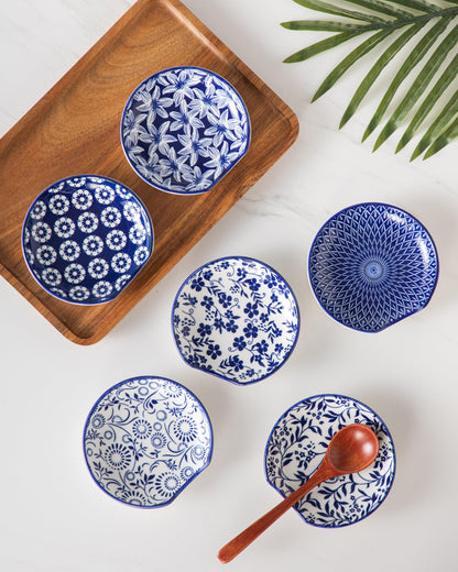 vancasso 6-Pack Ceramic Spoon Rest for Stove Top, Decorative Ceramic Cooking Spoon Holder for Kitchen Counter, 4.8 Inch Blue White Chinoiserie Floral Spoon Rest, Farmhouse Style, SELENE Series