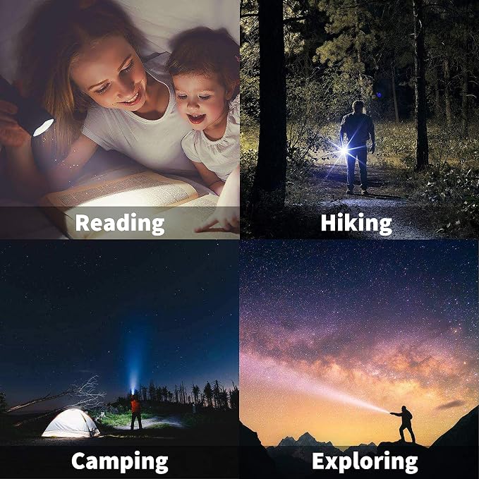 JARDLITE 8 Pack LED Emergency Handheld Flashlight, Adjustable Focus, Water Resistant with 5 Modes, Best Tactical Torch for Hurricane, Camping, Dog Walking