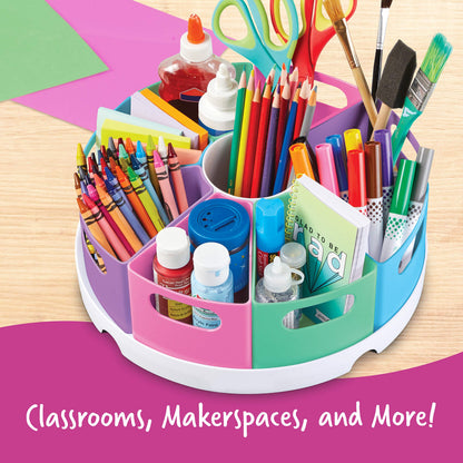 Learning Resources Create-a-Space Storage Center Pastel - Rotating Caddy Organizer for Kids, Art Supply Organizers for Markers, Pens and Pencils, Classroom Table Caddy for Teachers