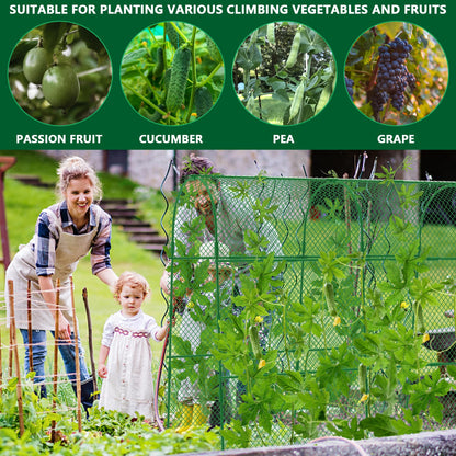codree Cucumber Trellis for Raised Bed, 63 x 63 Inch U-Shape Garden Trellis for Climbing Plants Outdoor, Metal Arch Trellis with Climbing Net Clips for Growing Vine Vegetable, Tomato, Bean, Zucchini