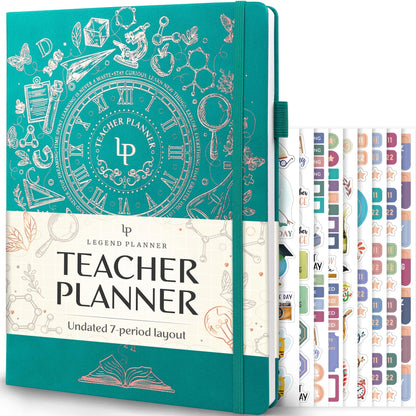 Legend Teacher Planner – Undated Lesson Plan Book for Teachers with Weekly & Monthly Calendars - Classroom Organization & School Year Planner – 8.5”x11.5” Hardcover (Viridian Green)