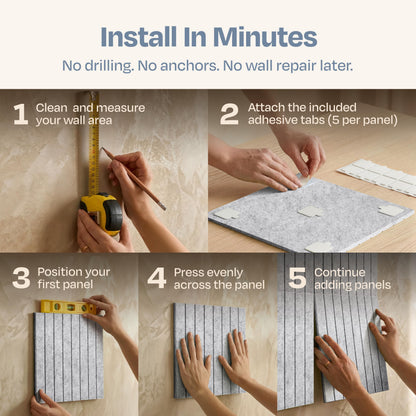 Ekkogo X-Large Cork Board Alternative 12-Pack Felt Bulletin Board Thick and Decorative Pin Board for Home Office Walls 47.24 x 35.43 Inches with 72 Adhesive Tabs - [Smoky White]
