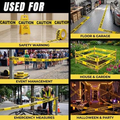 GroTheory Caution Tape 2 Pack, 3" x1000ft Safty Tape Yellow Caution Tape Roll, Halloween Decorations Construction Tape for Danger/Hazard Areas/Crime Scene Halloween Party Decorations