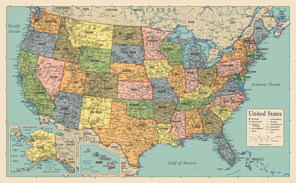 2 Pack - World Map Poster & USA Map Chart [Tan/Color] (LAMINATED, 18” x 29”)
