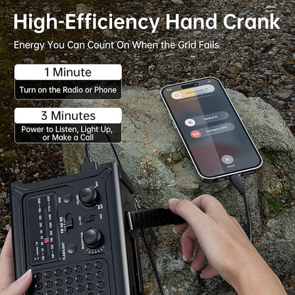Mesqool Emergency Weather Radio NOAA Alert with Battery Backup 12000mAh Hand Crank Solar, Radios Portable AM FM LED Flashlight Cell Phone Charger for Home Camping Survival Kit