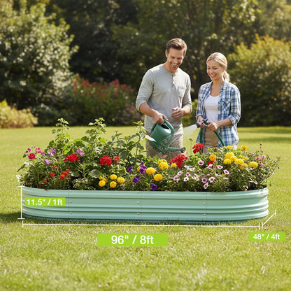 WORKPRO 2PK 8x4x1ft Outdoor Galvanized Raised Garden Bed, Easy Assembly Planter Raised Beds for Vegetable, Flowers, Herbs, Light Green