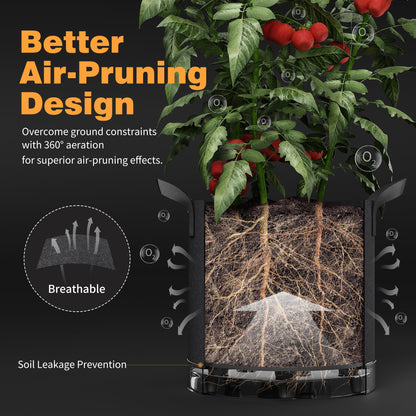 Patigrow 5-Pack 5 Gallon and 5-Pack 7 Gallon Self-Watering Grow Bags, 420G Thick Nonwoven Fabric Pots with Reinforced Handles and Multi-Purpose Rings