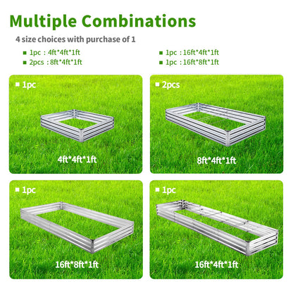 Mofesun Galvanized Raised Garden Bed 2pcs Pack - Metal Raised Bed Garden Kit 4'x8'x1' for Flower Planters, Vegetables Herb