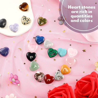 Nuenen 72 Pcs Natural Heart Shaped Healing Crystal Stone Bulk 0.8 Inch Polished Crystal Chakra Worry Gemstones Love Reiki Palm Pocket Carved Mini Decor for Witchcraft Meditation Valentines Gift Women