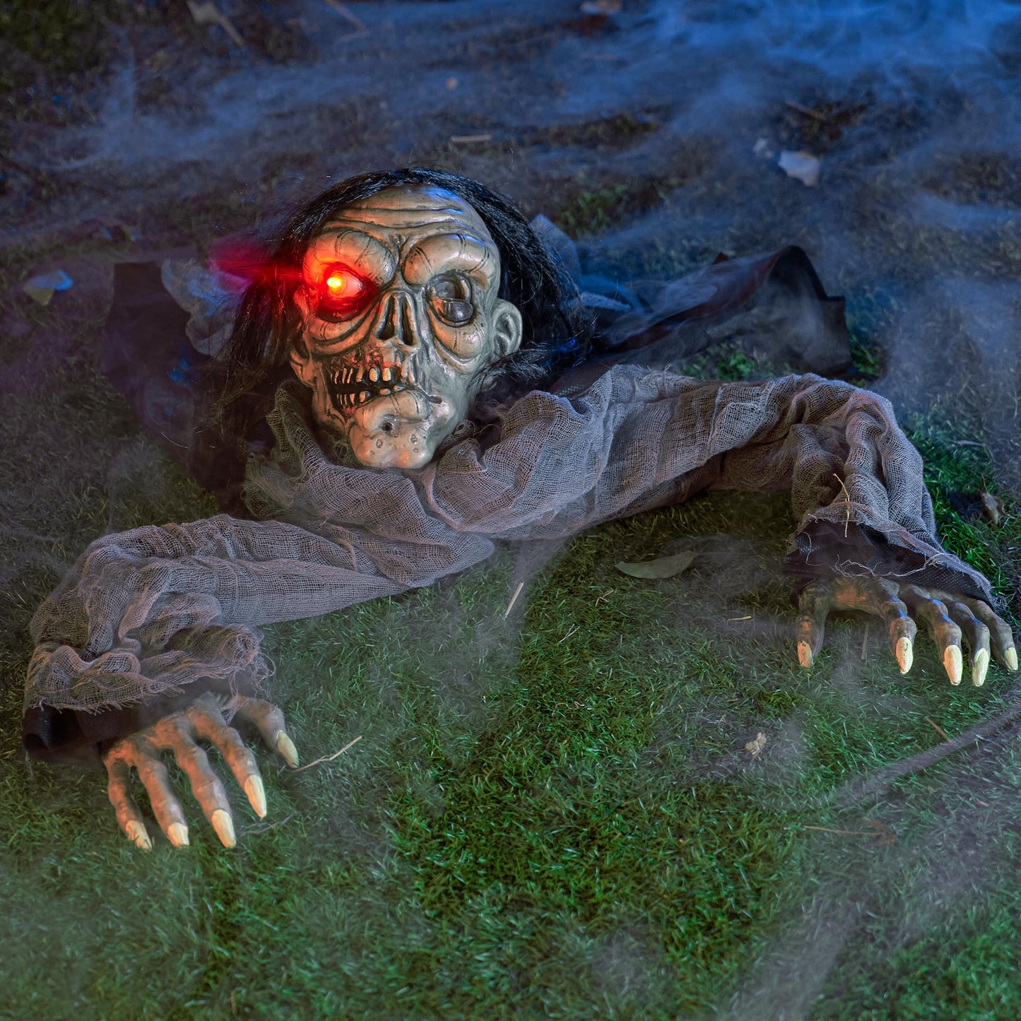 JOYIN Halloween Decorations Outdoor Zombie Groundbreaker with Decayed Face and Flash Eyes, Halloween Outside Decorations Scary Zombies Prop for Yard Graveyard Lawn Cemetery Decor