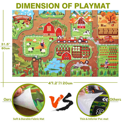 Oriate Farm Tractor Toys Vehicle with Animals & Activity Play Mat, 38Pcs Educational Realistic Kid's DIY Diecast Set, Kids Tractors Trailer Sprayer Cow Animal Toy Birthday Gift