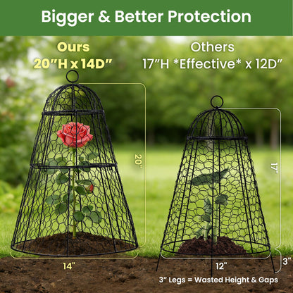 Dadywheels Easy-Snap Open Design Chicken Wire Cloche (6-Pack) - Adjustable Garden Plant Protectors from Birds & Animals for Large Plants & Flowers,14" D x 20" H