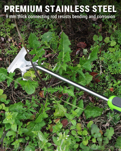 WORKPRO 15-Inch Weed Puller Tool, 6-Tine Heavy Duty Deep Root Remover for Dandelion, Stainless Steel Hand Weeder with Ergonomic Soft Grip for Lawn, Garden, and Yard