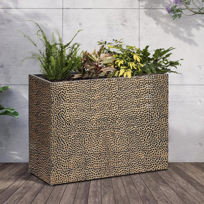 BAYN 32x12x24 Inch Rectangular Metal Planter Box – Copper Hand-Hammered Metal Planter with Pre-Drill Holes, Heavy Duty Outdoor Garden Planter for Patio, Porch, Yard