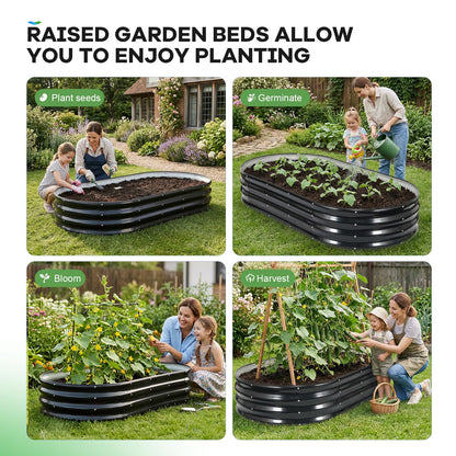 HEALSTOK Galvanized Raised Garden Beds Outdoor, 6x3x1ft Oval Metal Raised Beds for Gardening, Rust-Resistant Garden Planter Box for Planting Vegetables, Flowers, Fruits in Backyard, Patio, Lawn(Grey)