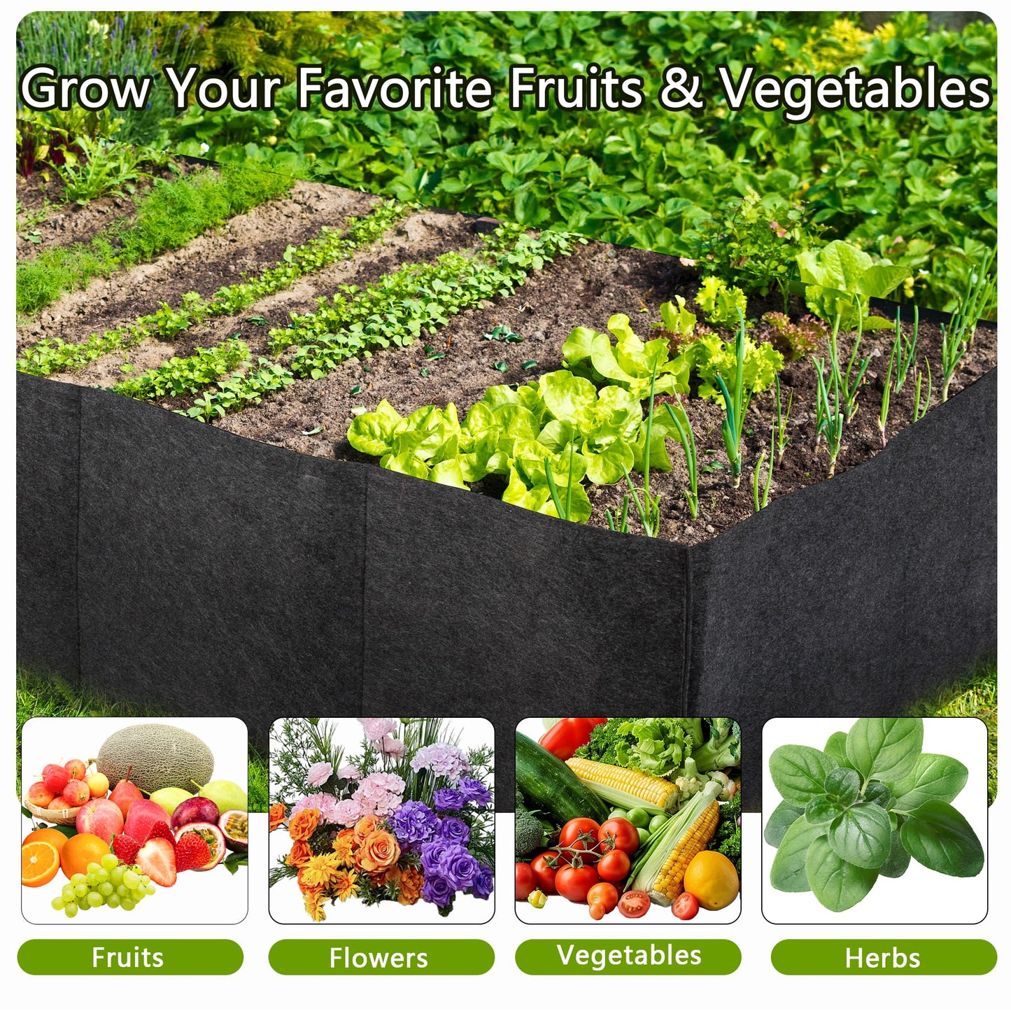 FVOTNW 3-Pack 1 Grids Fabric 7 Gallon Grow Bags, 1x1x1ft Thickened 400G Nonwoven Fabric Raised Garden Beds with Handles - Indoor Outdoor Planters for Vegetables, Herbs, Flowers