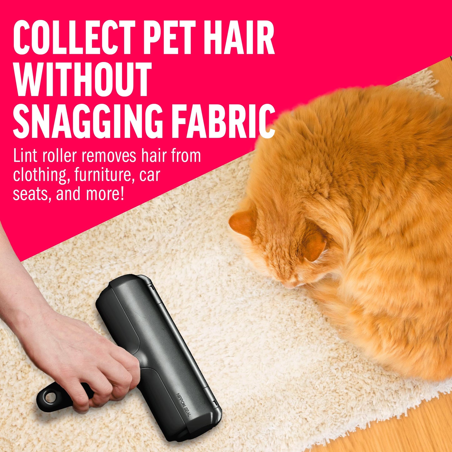 ChomChom Roller Pet Hair Remover and Reusable Lint Roller - Cat and Dog Hair Remover for Furniture, Couch, Carpet, Clothing and Bedding - Portable, Multi-Surface Fur Removal Tool (Black)