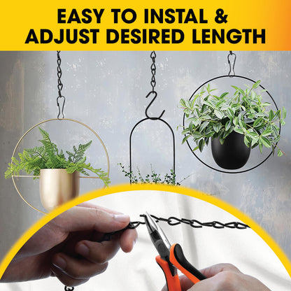 [Upgraded] 79” Black Electroplated Steel Hanging Chain with S-Hooks, Snap Hooks, Ceiling Hooks & Pliers, 33LBS Load Capacity, Adjustable Length for Hanging Bird Feeders, Planters, Lanterns, Billboards