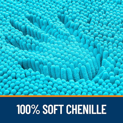 OLANLY Bathroom Runner Rugs 47x24, Soft Absorbent Chenille Bath Rugs, Rubber Backing Quick Dry, Machine Washable Long Bath Mats for Bathroom Floor, Tub and Shower, Home Decor Accessories, Aqua Sky