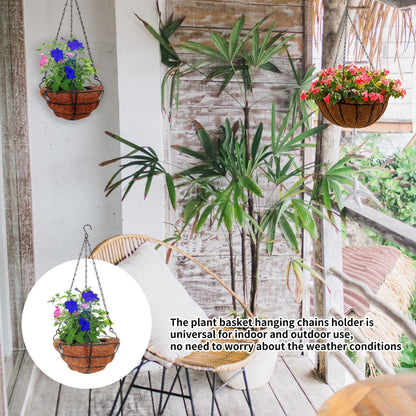 YEUIKERR 12 Pcs 15.7 inch Hanging Basket Chain with Hooks, Flower Pot Chains with Hooks 3 Point Replacement Chain for Hanging Basket,Planters,Bird Feeders,Lanterns (Black)