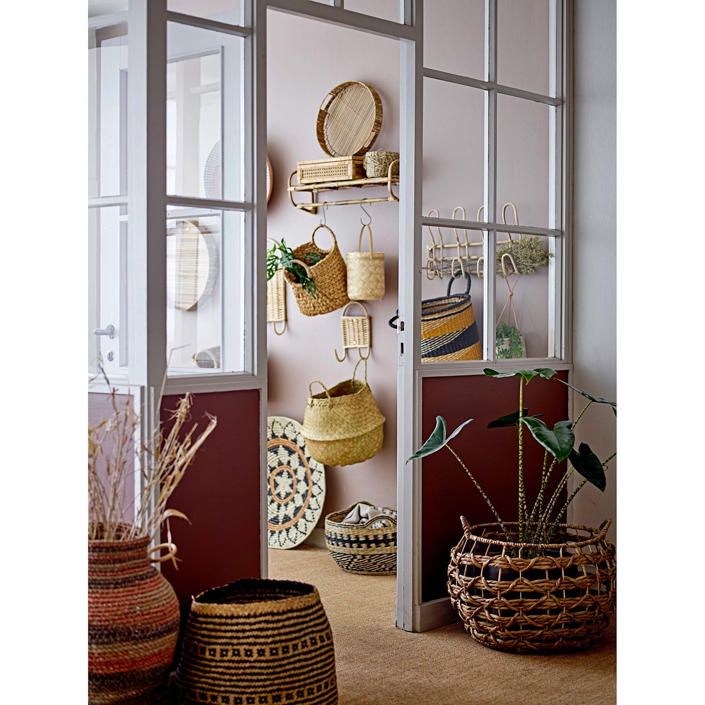 Bloomingville Woven Rattan Wall Hooks, Set of 2