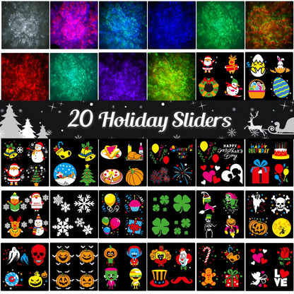 2026 Upgrade Halloween Christmas Projector Lights Outdoor, COOLWUFAN 2-in-1 Holiday Projector Lights Decorations, 30 Bright HD Effects (20 Slides) Projection Light for Xmas Party Garden Yard Decor