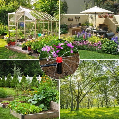 Drip Irrigation System,106FT Automatic Garden Watering System with 1/2" & 1/4" Fast-Lock Tubing Adjustable Nozzles & Sprinklers,Quick-Connect Drip Irrigation System Kit for Garden,Lawn,Potted Plants