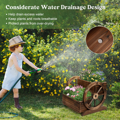 OIPRTGFJ Wooden Wagon Planter Box Garden Planter with Wheels (2-Tier Planter Box-2PCS)