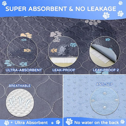 Aitmexcn Washable Puppy Dog Pee Pad, 4PCS 100% Waterproof Whelping Training Mat for Puppy/Senior Dog, Fast Drying Reusable Puppy Pads for Indoor, Outdoor and Car Travel- 32x36''