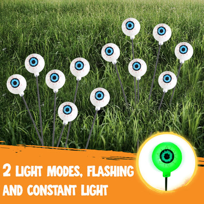JOYIN Halloween Decorations Outdoor Solar Scary Eyeball Lights, 4 Pcs 24LEDs Green Pathway Yard Stakes, Waterproof Firefly Lights for Halloween Graveyard Yard Garden Patio Walkway Party