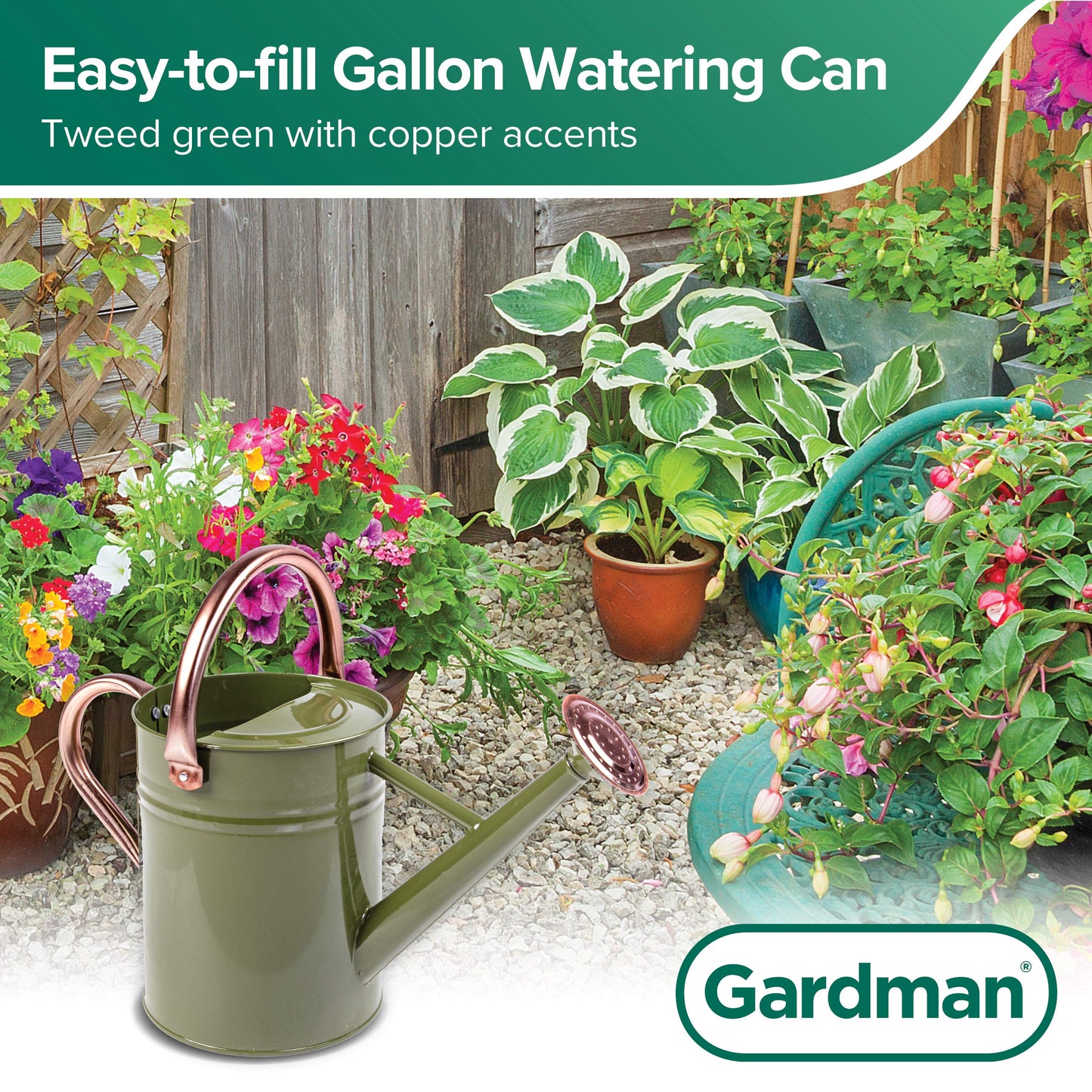 Gardman R34882 1 Gallon Watering Can, Tweed Green