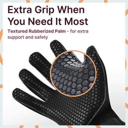 BPS 3mm Neoprene Diving Gloves with Anti Slip Palm - Full Finger Gloves for Scuba Diving, Snorkeling, Surfing, Paddleboarding, and Other Water Sports - for Kids and Adults (Black/Lilac Grey, Large)