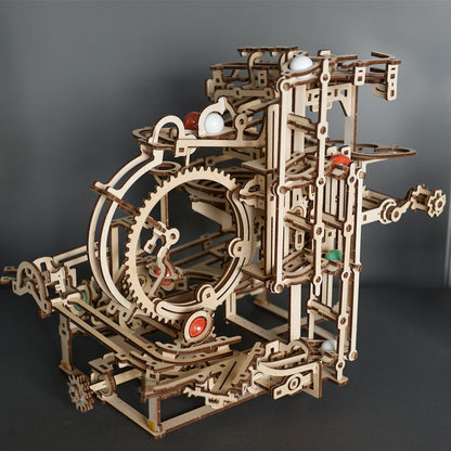 UGEARS Wooden Marble Run Stepped Hoist - Mechanical 3D Wooden Puzzles for Adults Kit, Fun DIY Model Kit Crafts for Adults - Unique Gift 3D Puzzle for Adult Marble Game for Hobby Enthusiasts - 355 Pcs