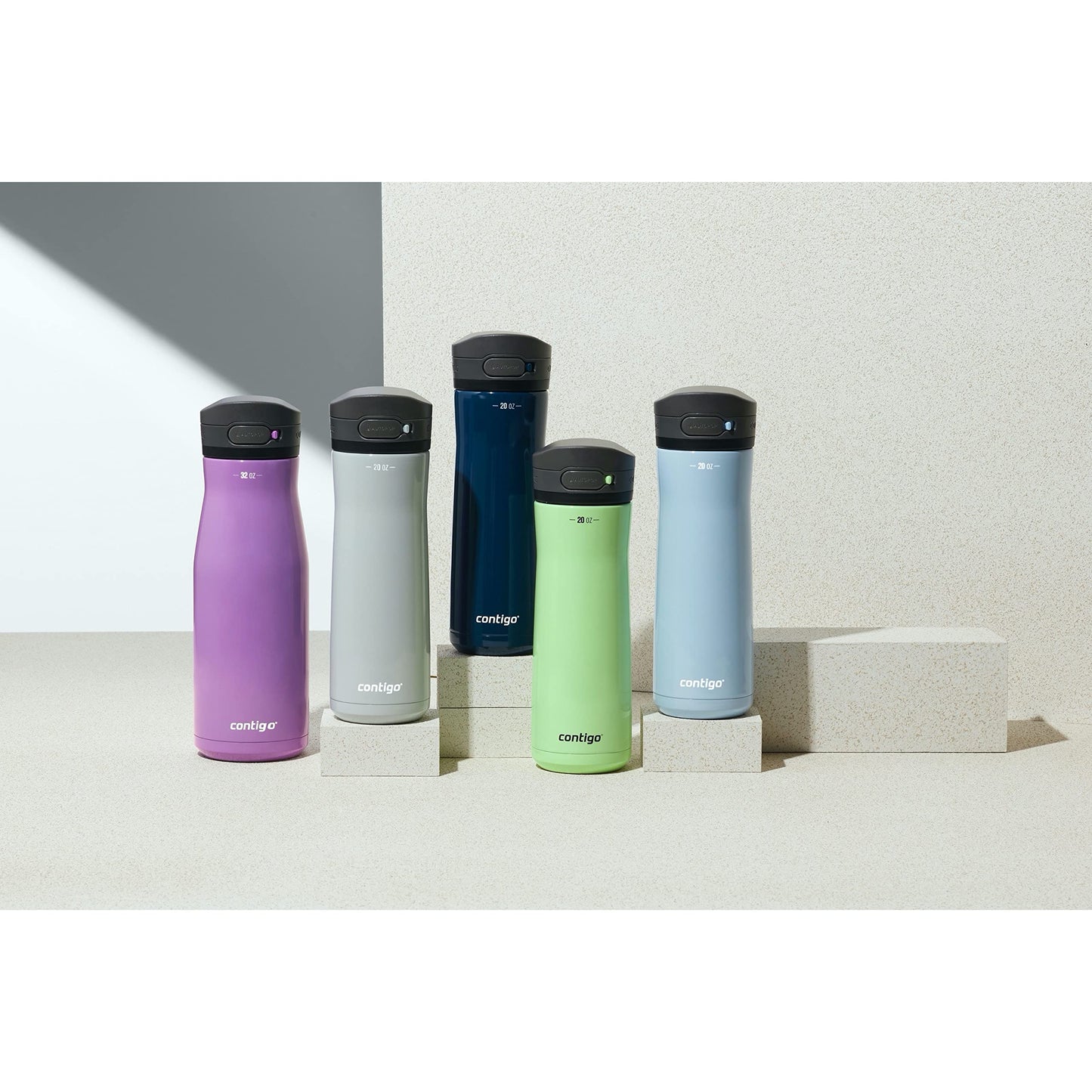 Contigo Jackson Chill 2.0, Vacuum-Insulated Stainless Steel Water Bottle with Secure Lid, Leak-Proof Travel Friendly, 20oz Capacity, Blueberry Color, Keeps Drinks Cold for 12 Hours