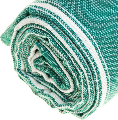Bersuse Towels Anatolia XL Beach Blanket Throw Blanket Turkish Towel 100% Cotton Extra-Large Quick-Dry Lightweight Premium Peshtemal Towel - 61x82 Inches, Teal (Set of 6)