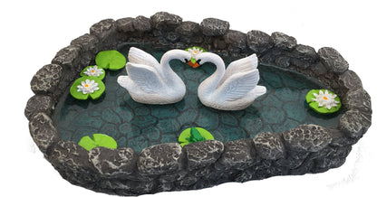 GlitZGlam Miniature Swan Pond - Love is in the Air! A Miniature Swan Pond for Miniature Fairy Garden and Miniature Garden Accessories