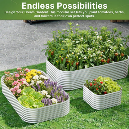 Mostmahes 2 Pack Tall 8ft Galvanized Raised Garden Bed Outdoor, Metal Garden Bed for Vegetables, Above Ground Garden Box for Flower, Steel Raised Beds for Gardening - 8x3ft