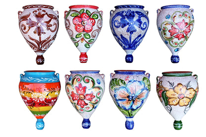Cactus Canyon Ceramics Hand-Painted Spanish Orza Wall Flower Pot, Spanish Rose
