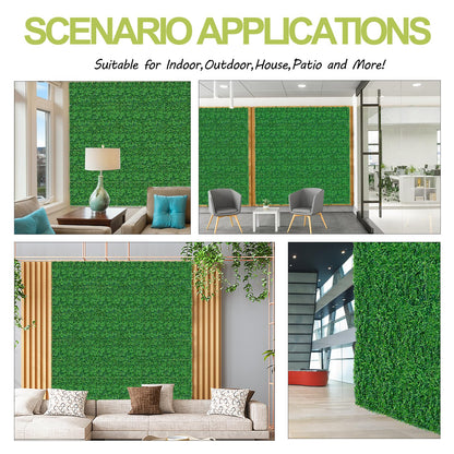 AOKIE 20"X20" Artificial Grass Wall, 12Pcs Boxwood Hedge Wall Panels UV-Anti Grass Backdrop Wall Decor, Greenery Privacy Hedge Screen for Indoor Outdoor Patio Balcony, Party Garden Fence Decor