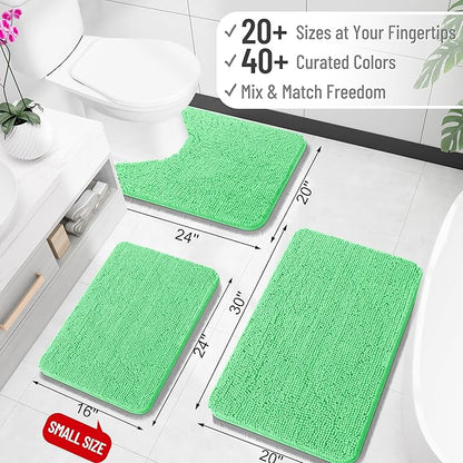 OLANLY Bathroom Runner Rugs 47x20, Soft Absorbent Chenille Bath Rugs, Rubber Backing Quick Dry, Machine Washable Long Bath Mats for Bathroom Floor, Tub and Shower, Home Decor Accessories, Mint Green