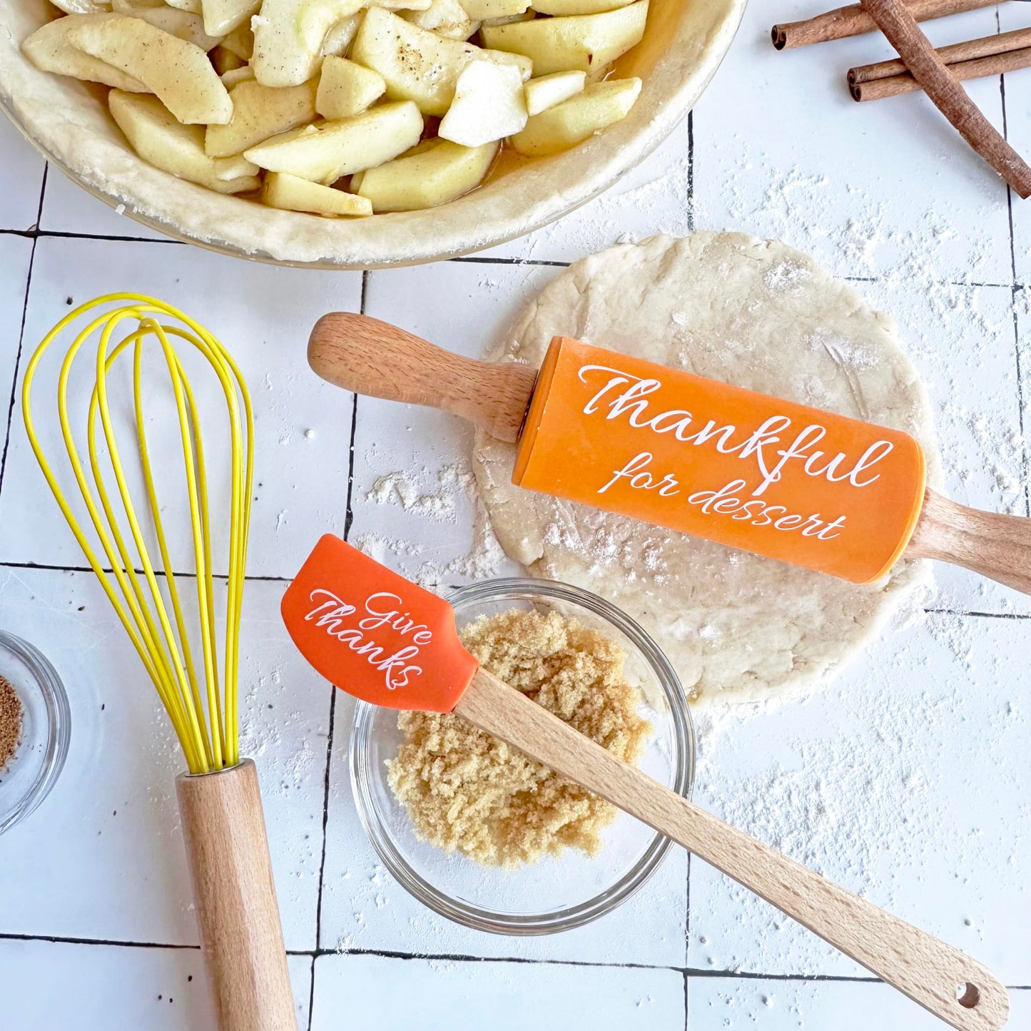 R&M Fall Holiday 3 Piece Mini Bake Set – Spatula, Whisk & Rolling Pin – Thanksgiving Baking Gift for Kids and Home Bakers