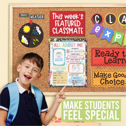 All About Me Posters for Classroom Must Haves - 20 Star Student Poster, 100 Days of School Items, Star of The Week Poster Elementary Classroom Decor, End of School Year Teacher Supplies