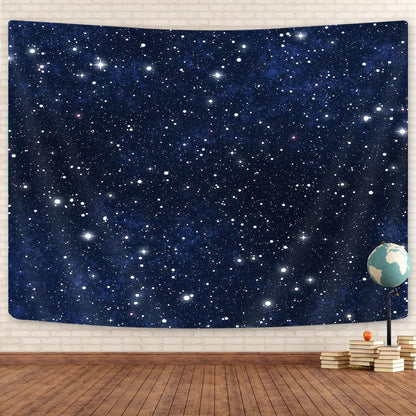 GOAOK Outer Space Galaxy Tapestry, Dark Blue Starry Night Sky Stars Moon Ceiling Tapestries, 60"X40"Inch Fantasy Cosmic Universe Celestial Small Tapestry Wall Hanging for Bedroom Room Dorm
