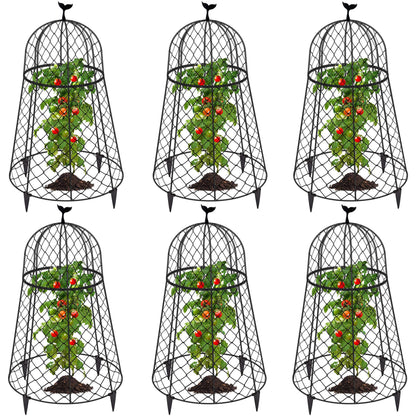 TAOMENNI 6 Packs Garden Cloches for Plants, Plant Protectors from Animals, Chicken Wire Cloche, Plant Cloche and Cage, Protection for Your Plants and Seedlings, 13" D x 20" H - Black